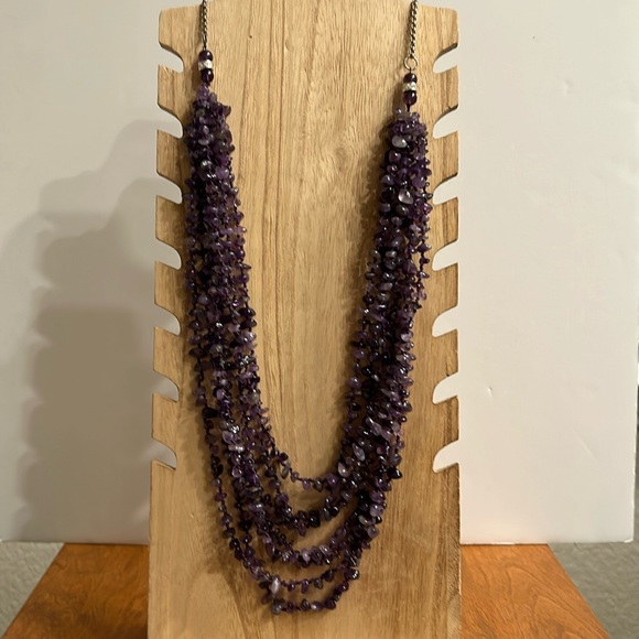 Purple Amethyst necklace, hand knotted - Picture 2 of 4